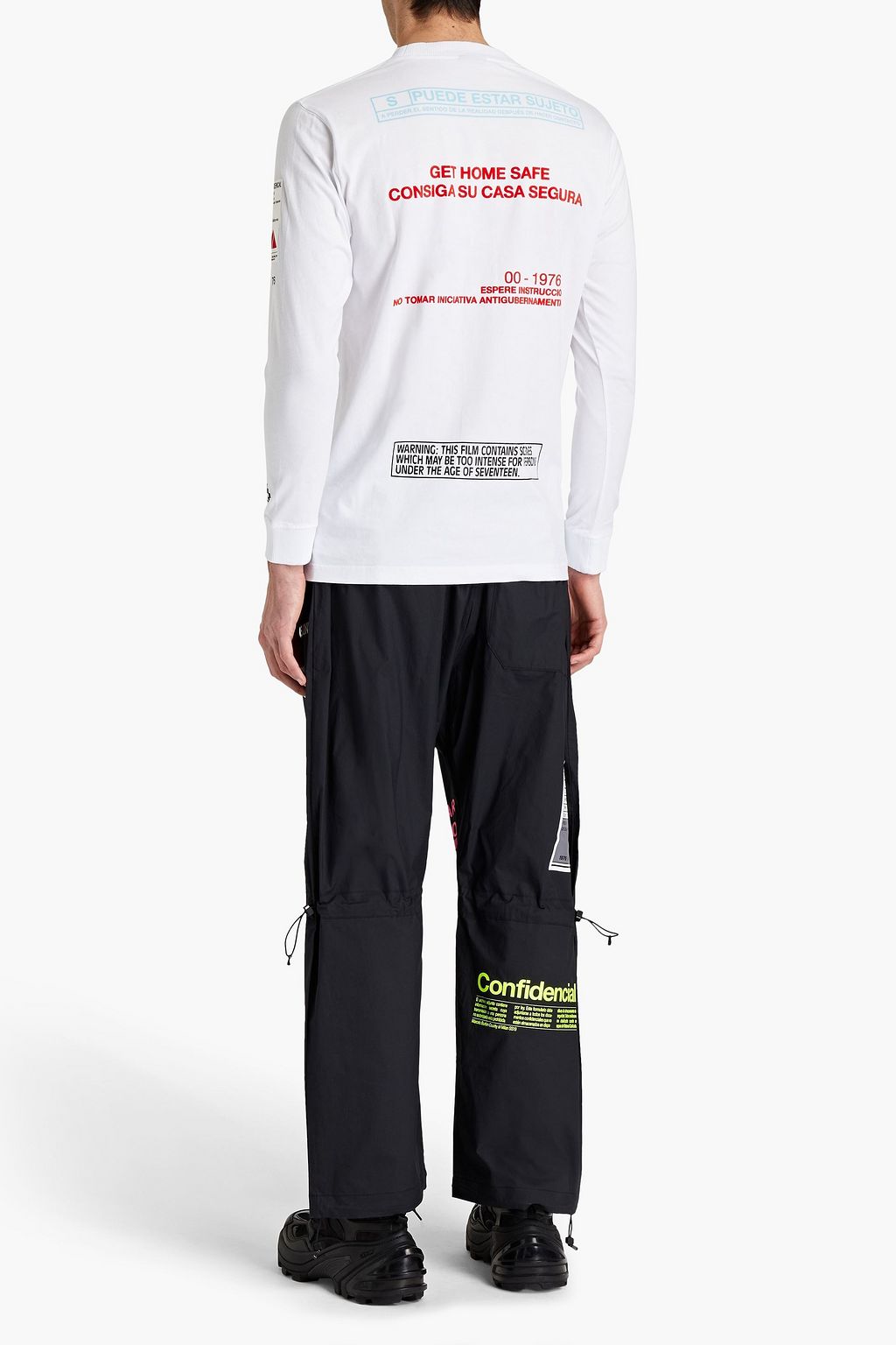 MARCELO BURLON Wide-leg printed cotton-poplin drawstring pants