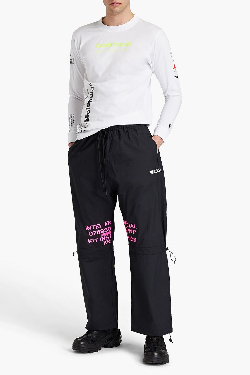 MARCELO BURLON Wide-leg printed cotton-poplin drawstring pants