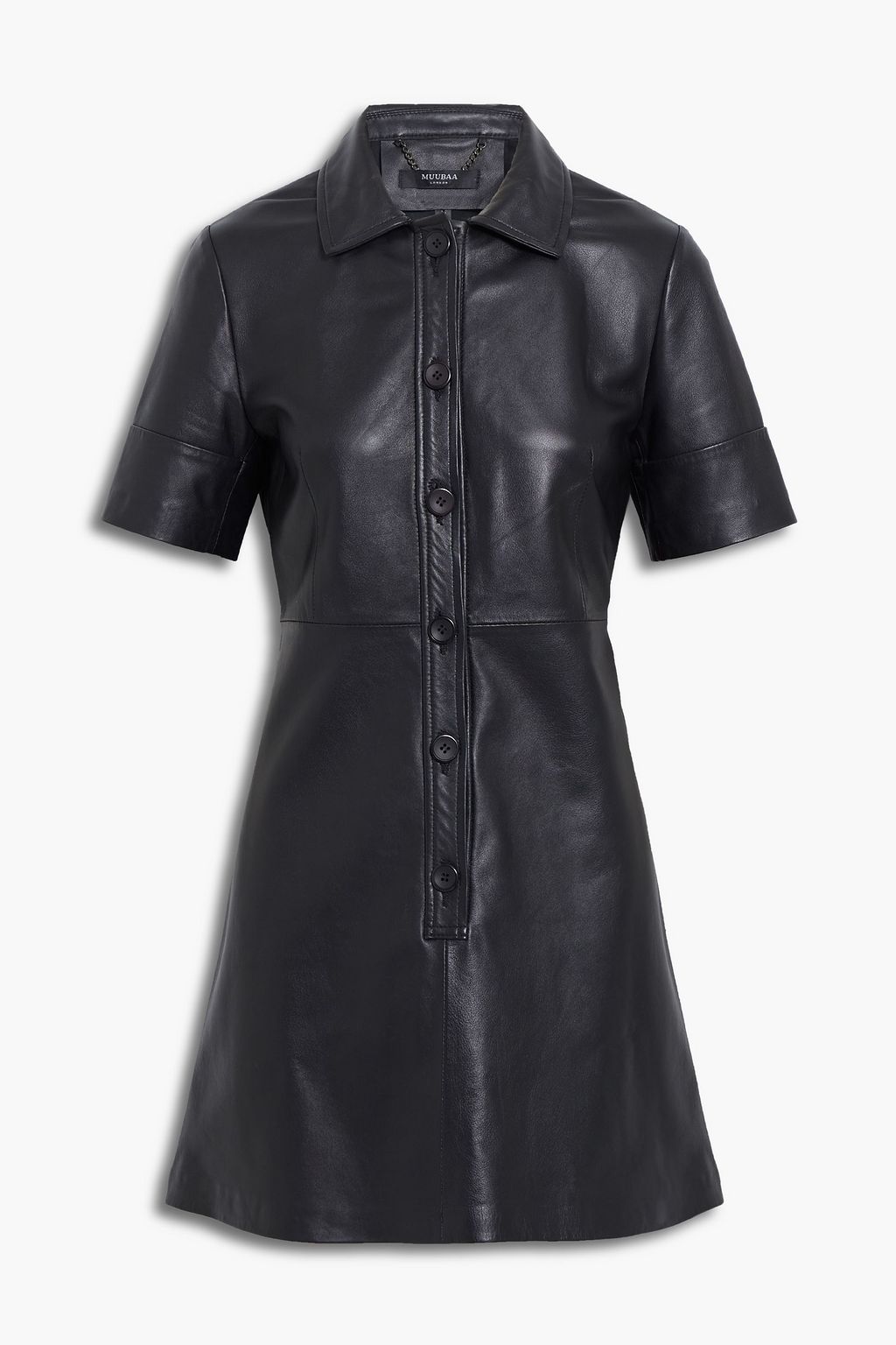 Black Leather mini shirt dress | Sale 