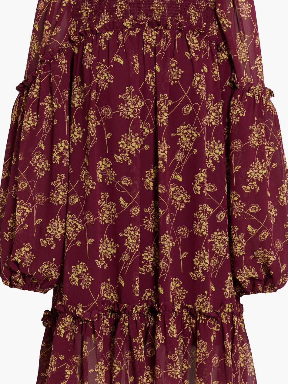 zola shirred floral-print crepe de chine mini dress