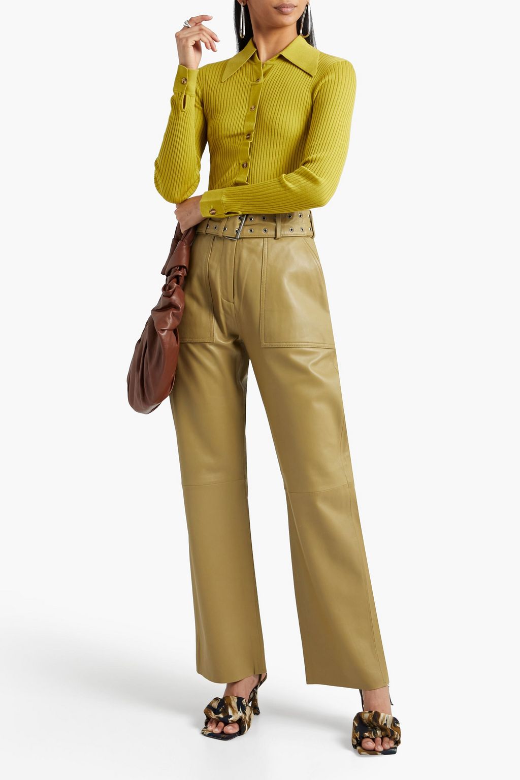 MUUBAA Angus belted leather wide-leg pants