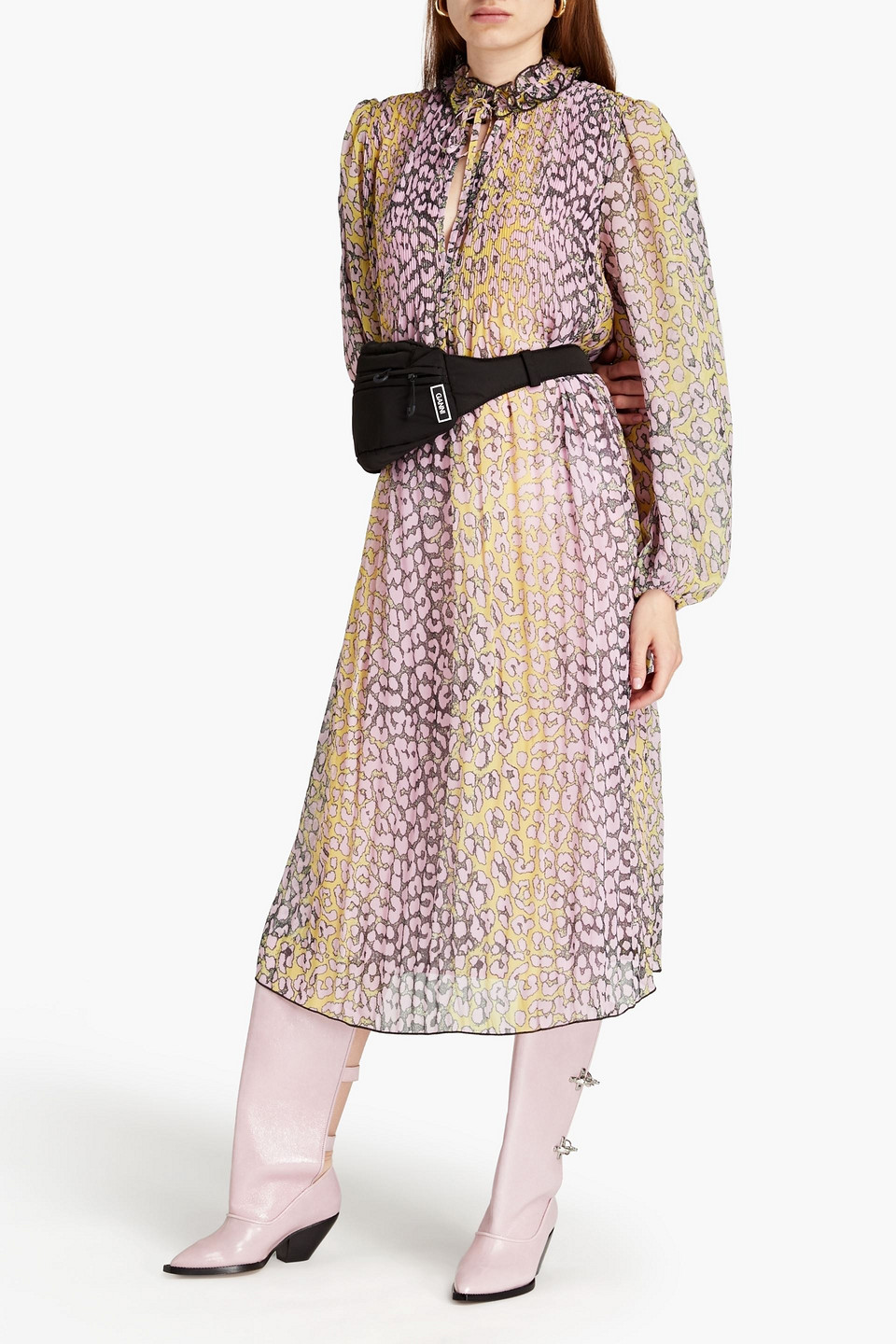 midi dress daily Darling Day Tiered Gingham Midi Dress L / pink