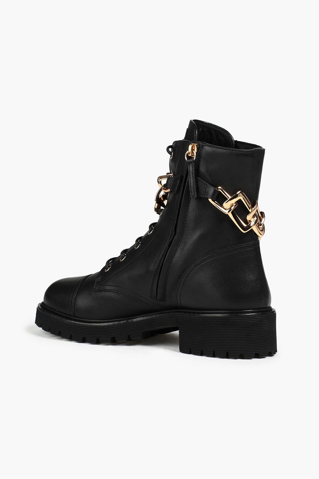 GIUSEPPE ZANOTTI Detroit chain-trimmed leather combat boots