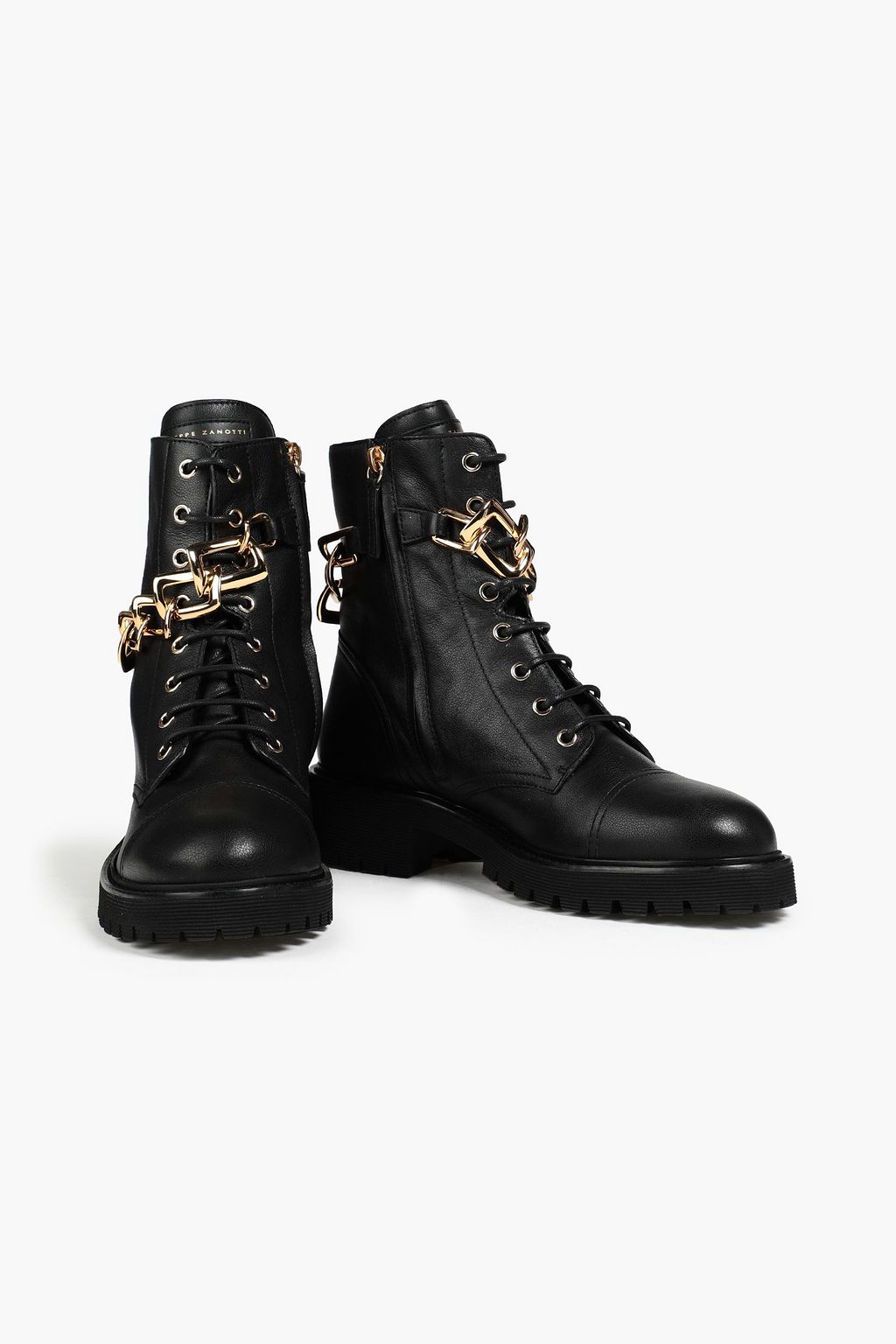 GIUSEPPE ZANOTTI Detroit chain-trimmed leather combat boots