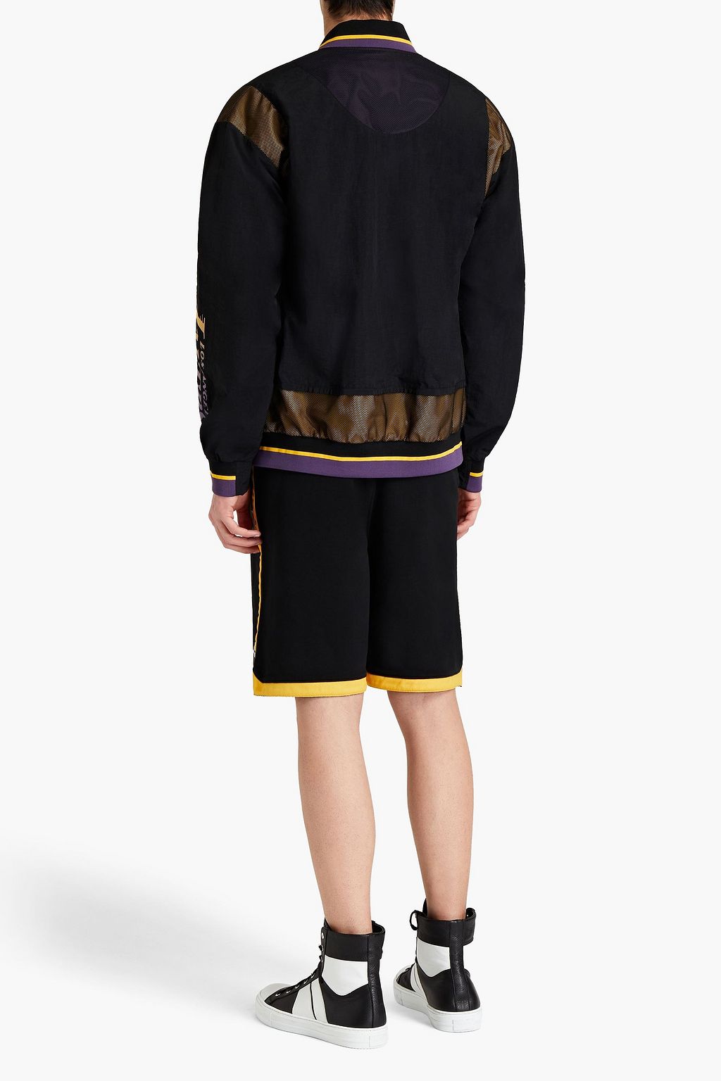 MARCELO BURLON X NEW ERA Mesh-trimmed printed French cotton-terry drawstring shorts
