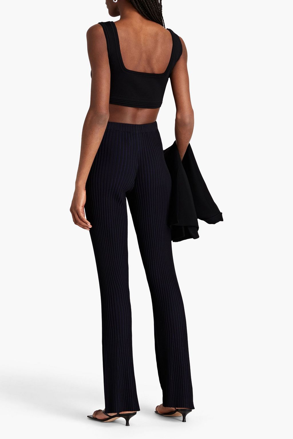 DION LEE Ribbed-knit flared pants