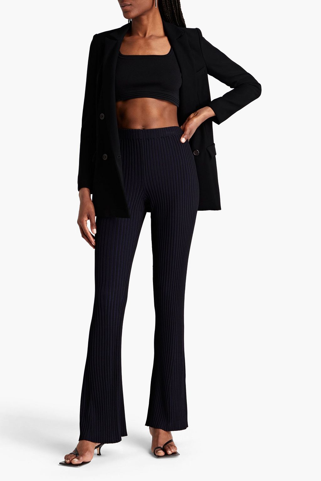 DION LEE Ribbed-knit flared pants