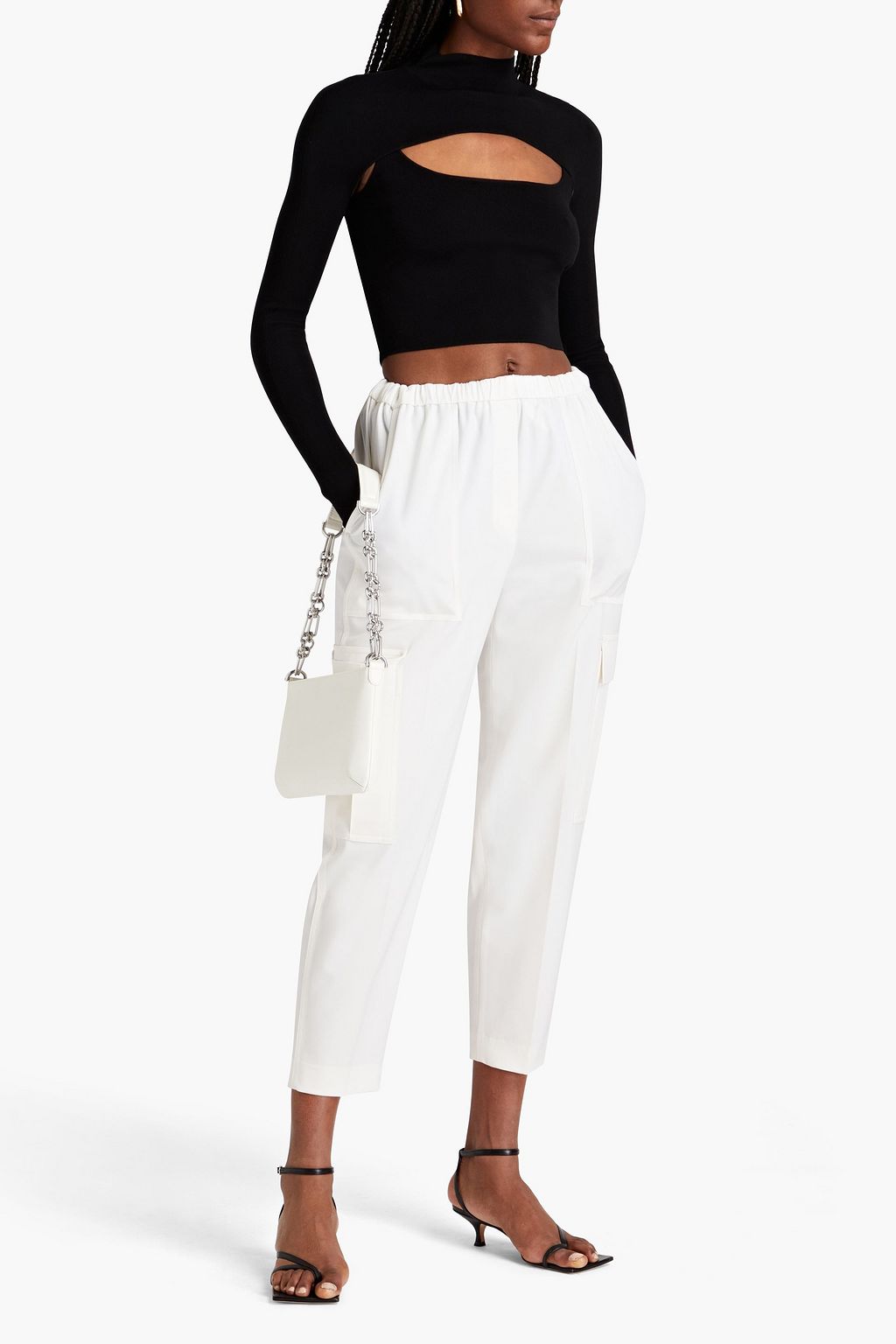 DION LEE Convertible cropped stretch-ponte top