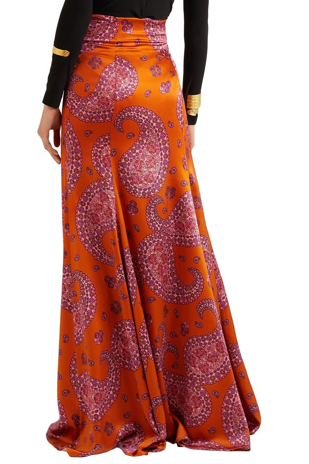 REBECCA DE RAVENEL Terry paisley-print silk-satin maxi skirt