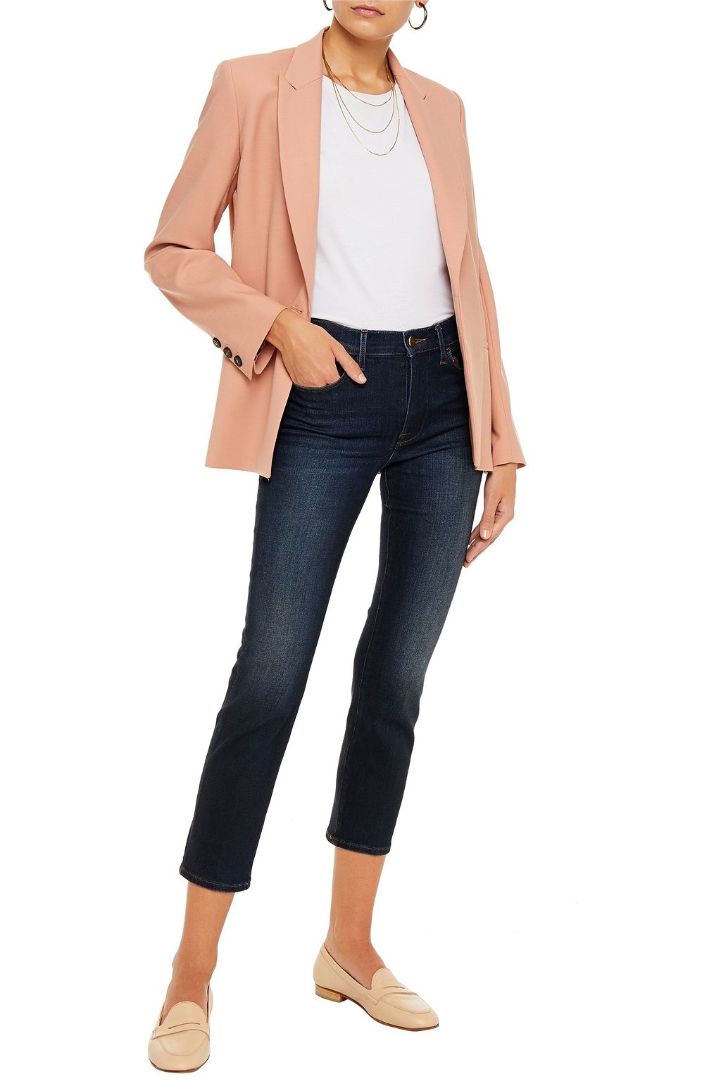 FRAME Cropped high-rise slim-leg jeans