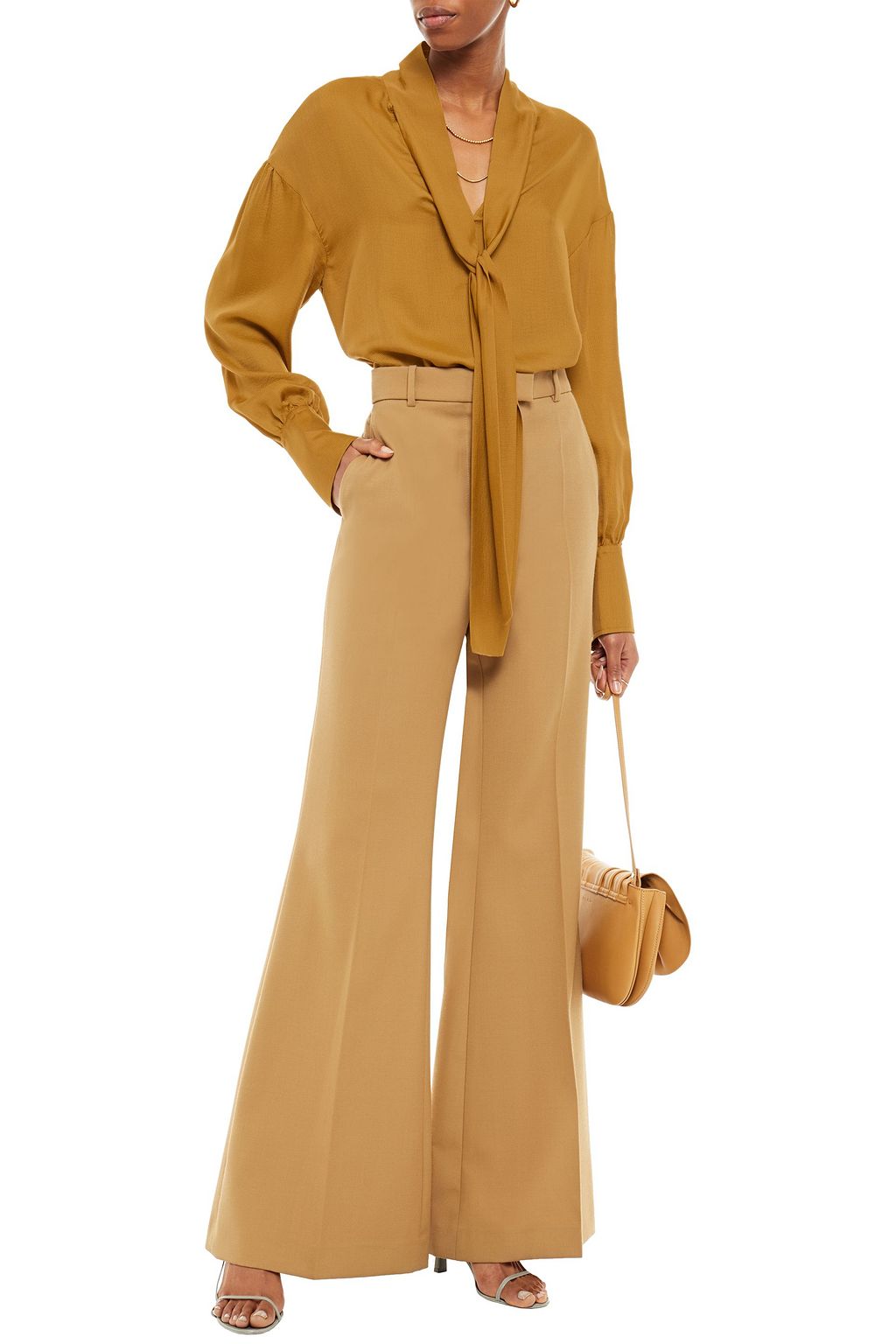 JOSEPH Olwa tie-neck silk-blend seersucker blouse