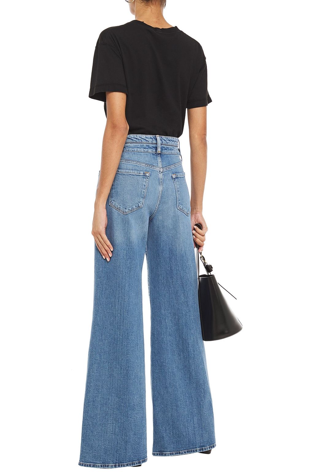 FRAME Faded high-rise wide-leg jeans
