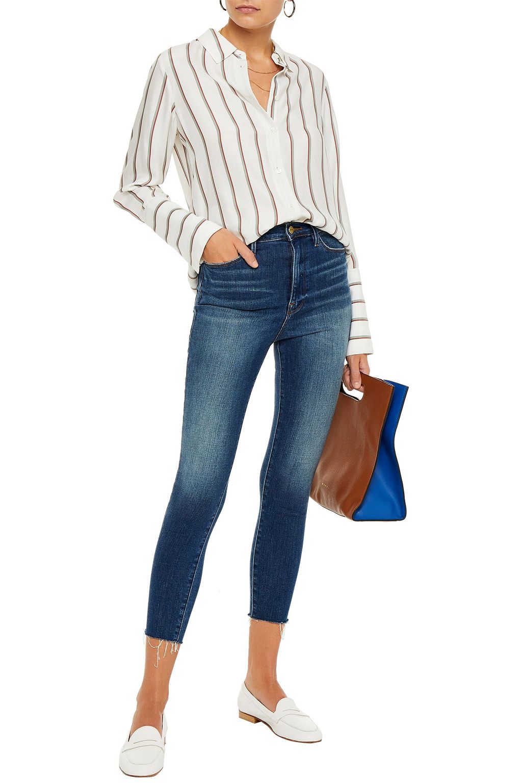 cropped frayed jeans