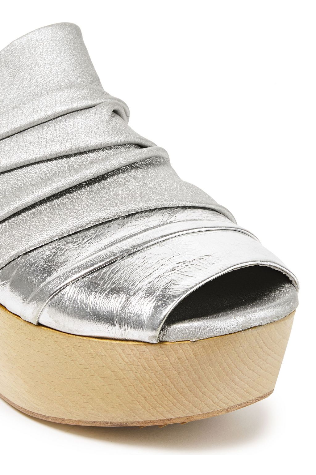 RICK OWENS Metallic cracked and stretch-leather mules