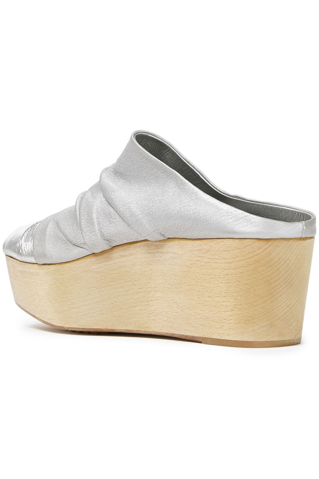 RICK OWENS Metallic cracked and stretch-leather mules