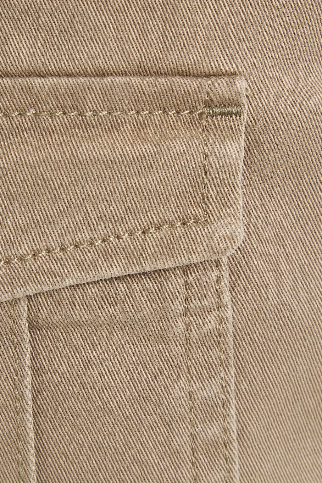 FRAME Belted two-tone cotton-blend twill mini skirt