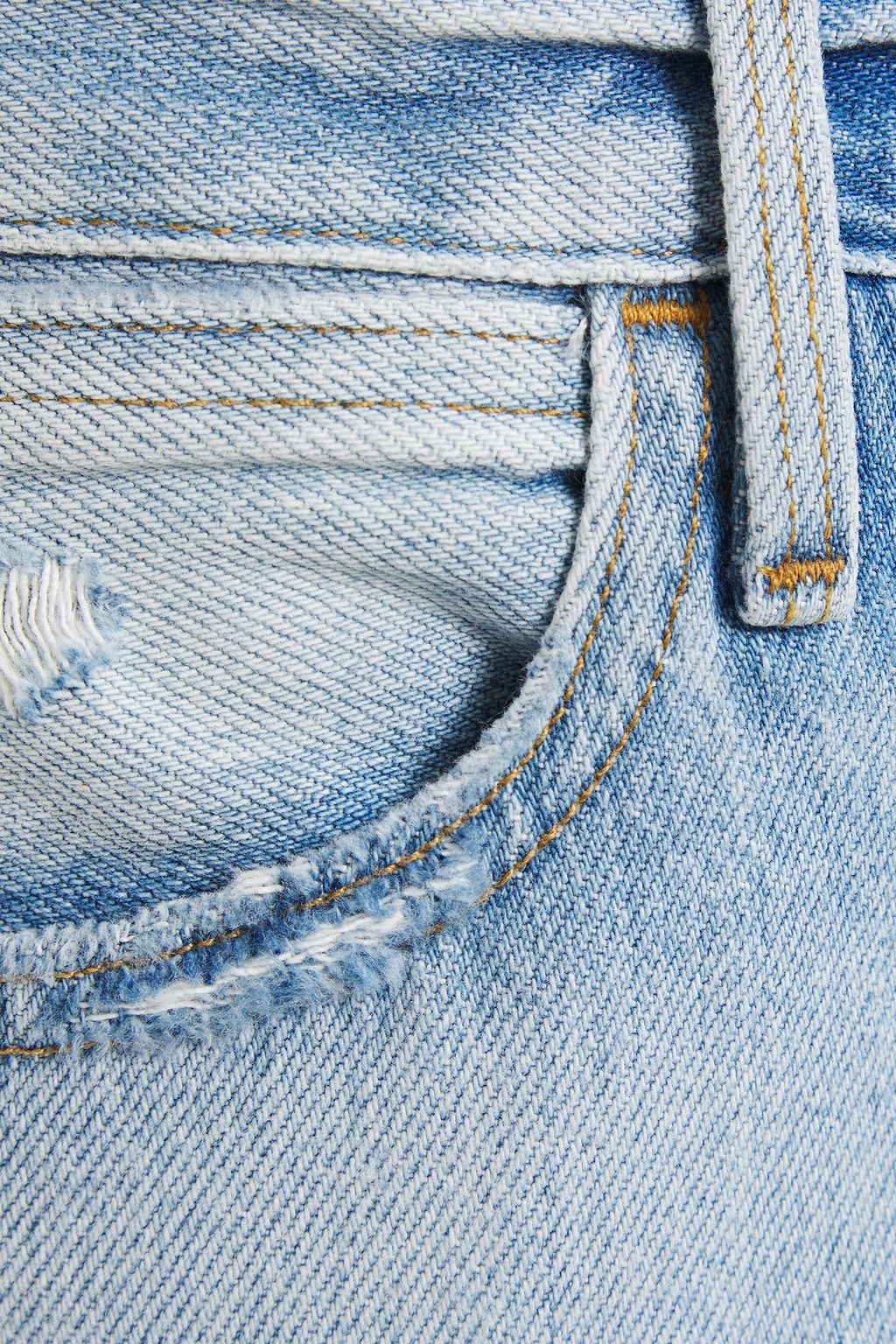 FRAME Cropped distressed faded boyfriend jeans