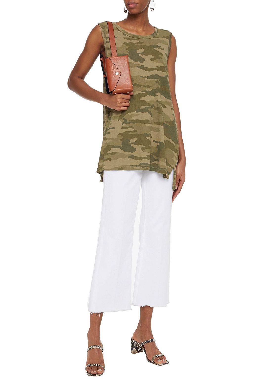 CURRENT/ELLIOTT The Muscle Tee printed cotton-jersey tank