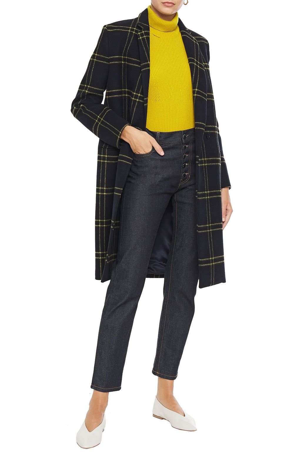 CLAUDIE PIERLOT Double-breasted checked wool-blend felt coat