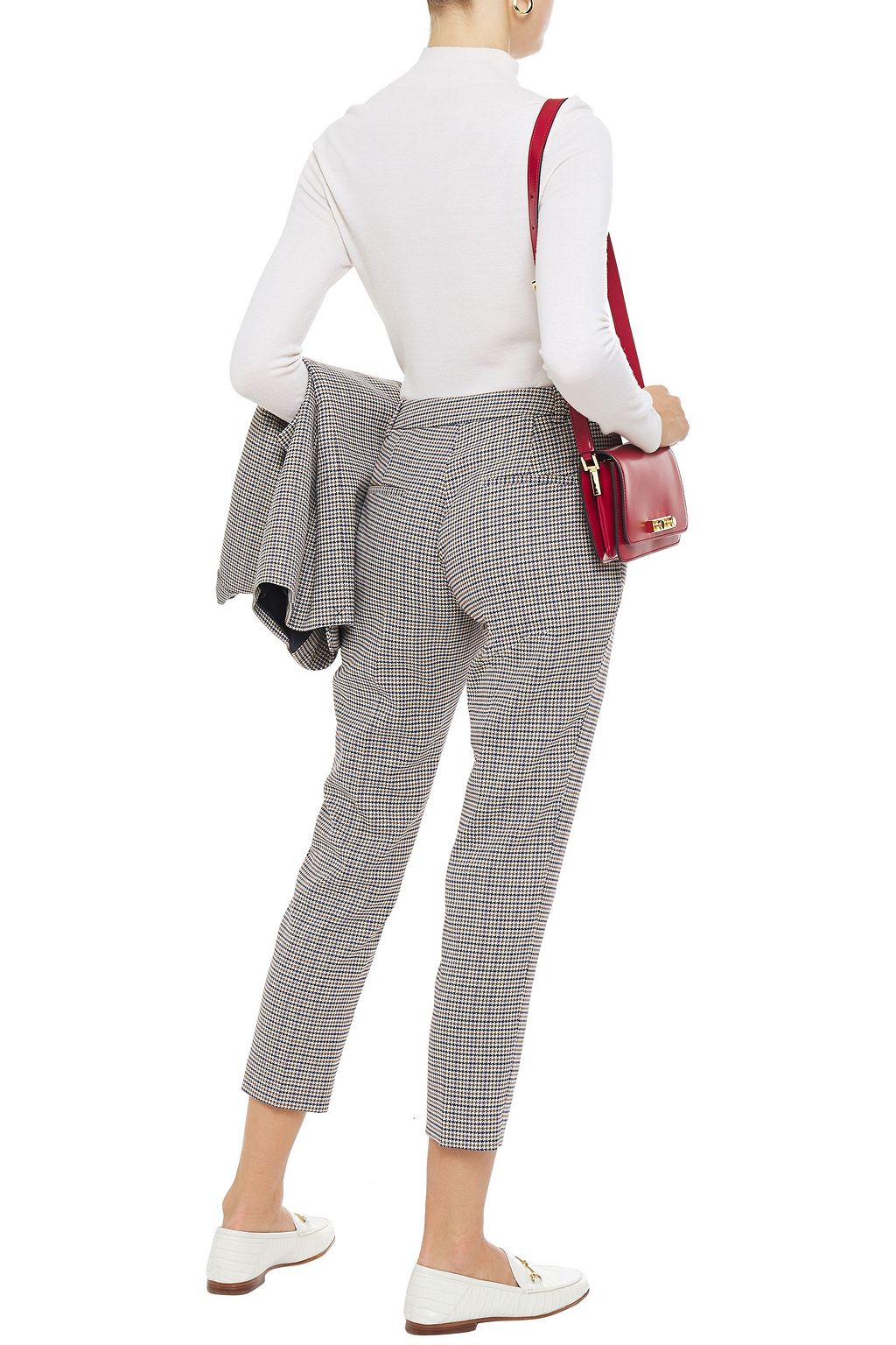 CLAUDIE PIERLOT Cropped houndstooth jacquard slim-leg pants