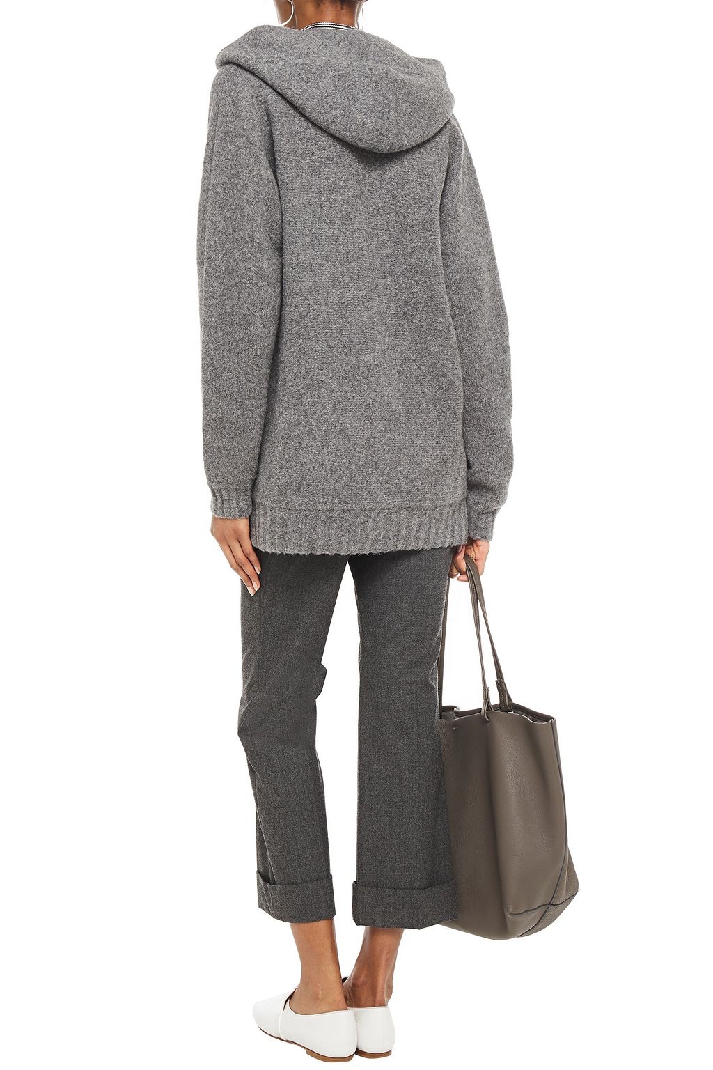 DUFFY Mélange brushed wool-blend hooded sweater