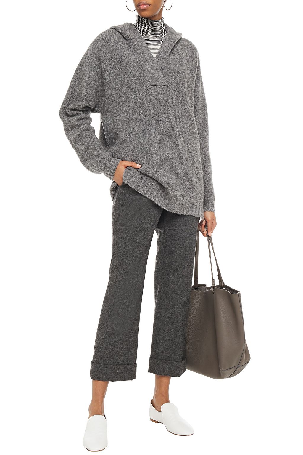 DUFFY Mélange brushed wool-blend hooded sweater