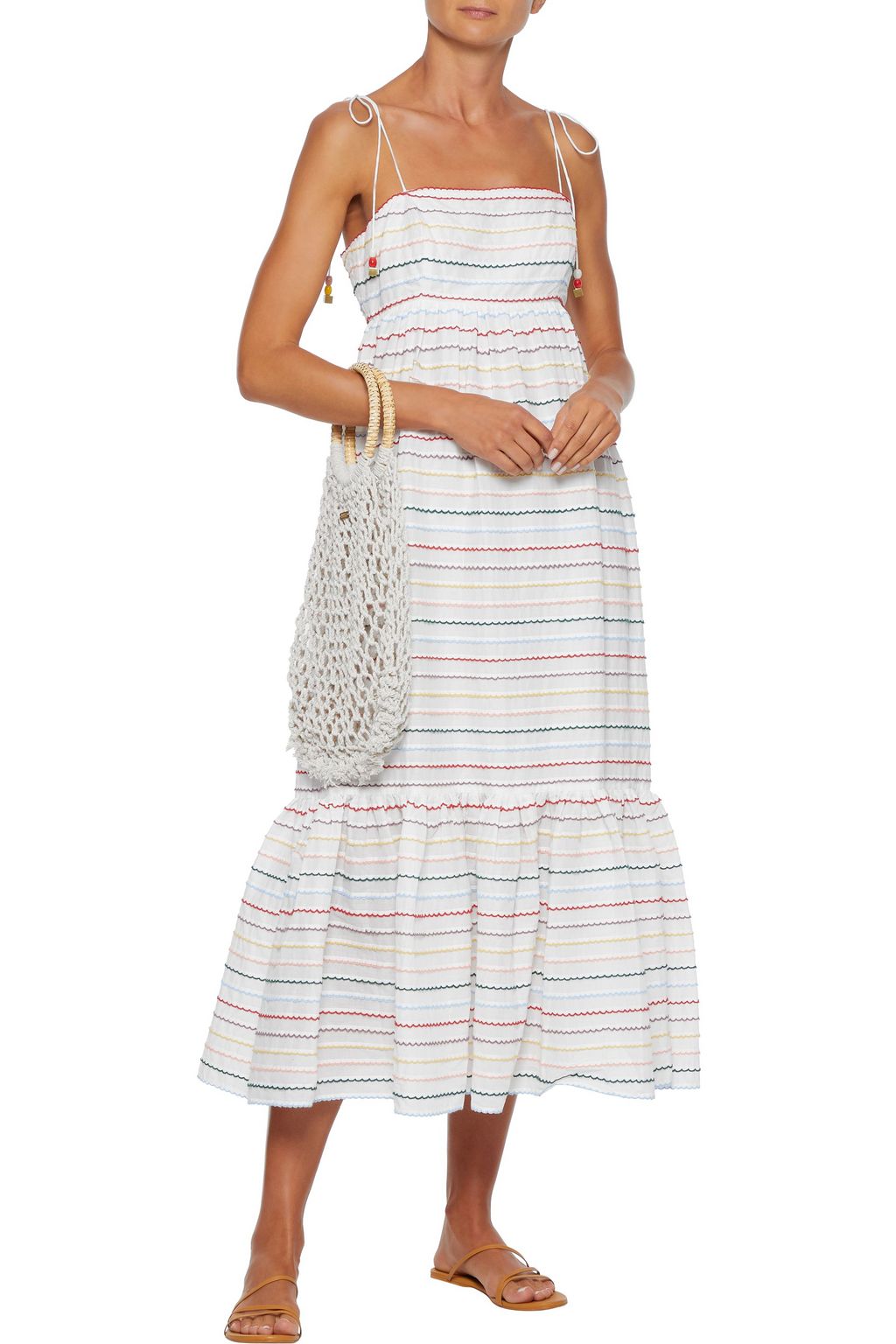 ZIMMERMANN Zinnia fluted embroidered cotton-voile midi dress