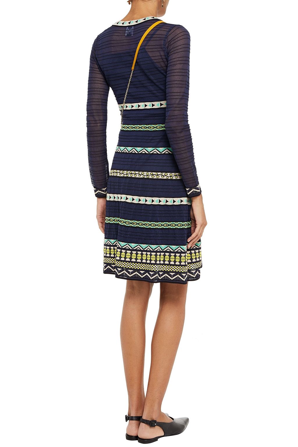 M MISSONI Jacquard-trimmed crochet-knit dress