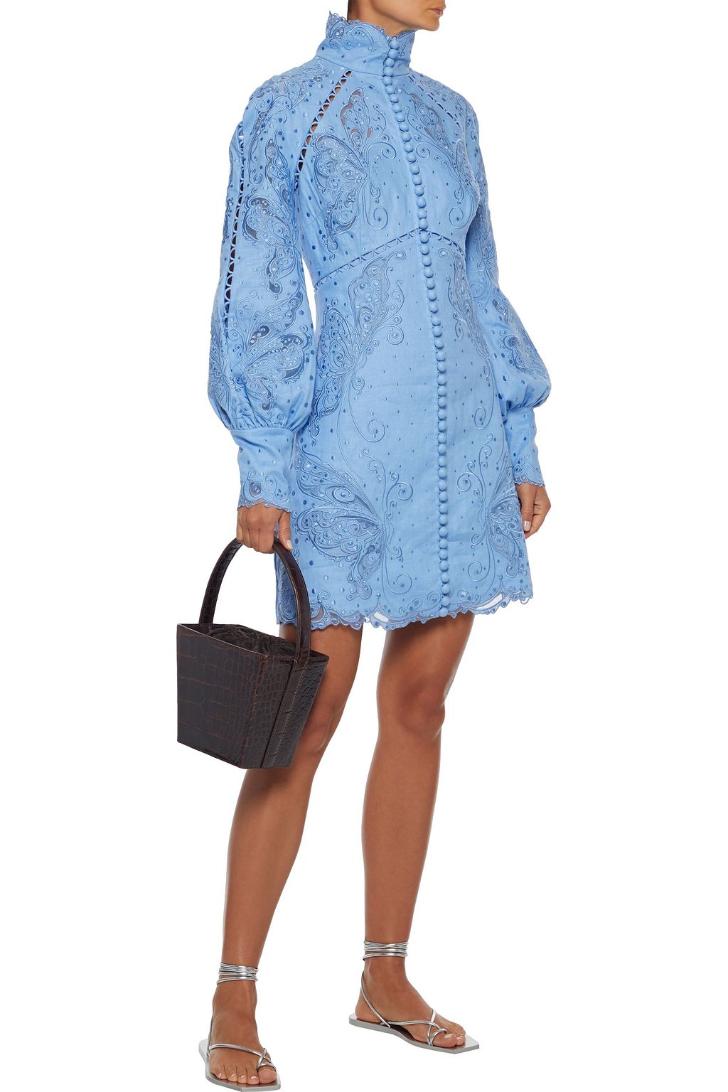 ZIMMERMANN Super Eight tulle-trimmed broderie anglaise linen mini dress