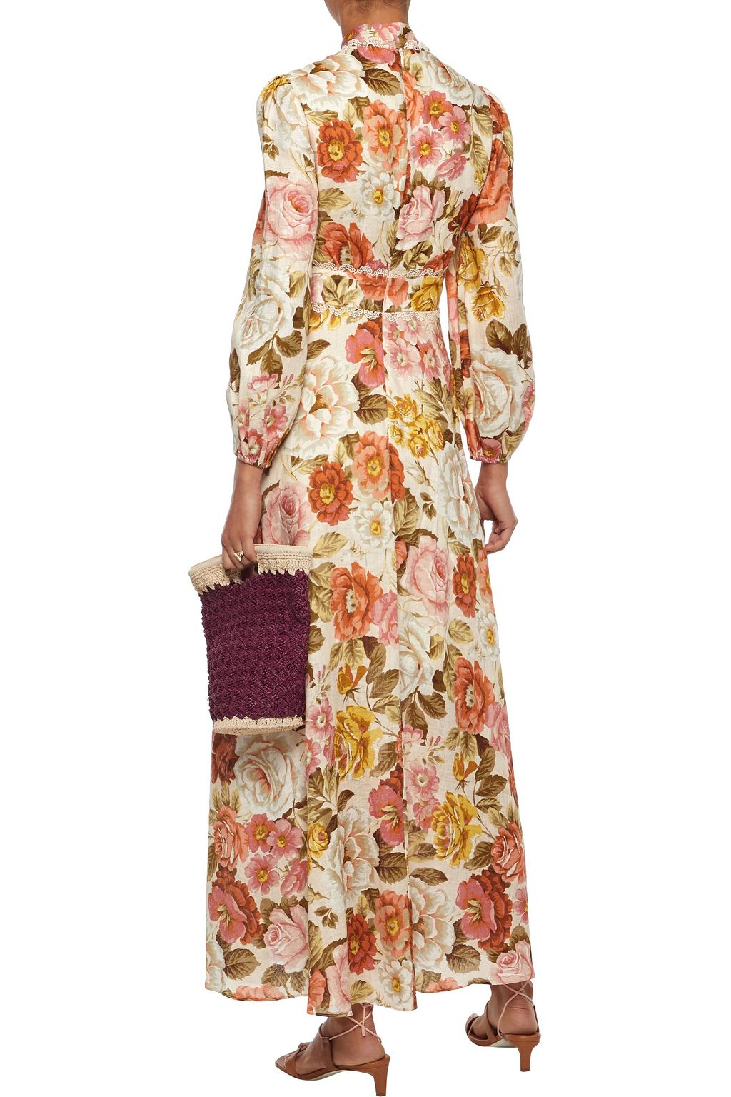 ZIMMERMANN Bonita pussy-bow floral-print linen maxi dress