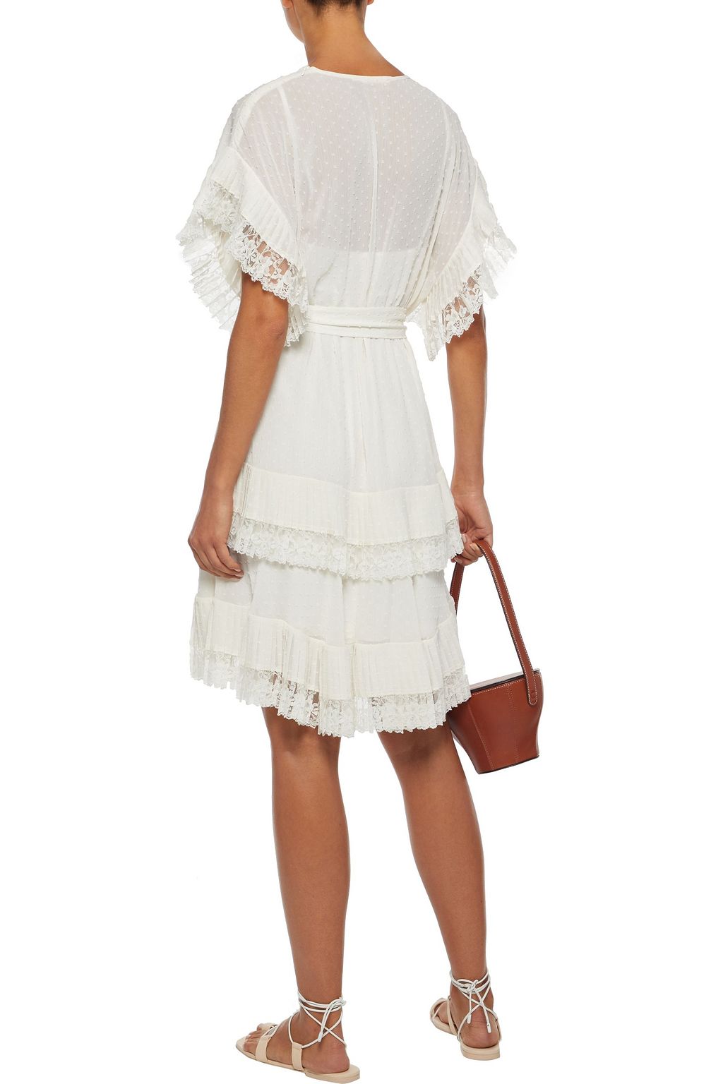 ZIMMERMANN Espionage Pleat Frill lace-trimmed Swiss-dot georgette mini dress