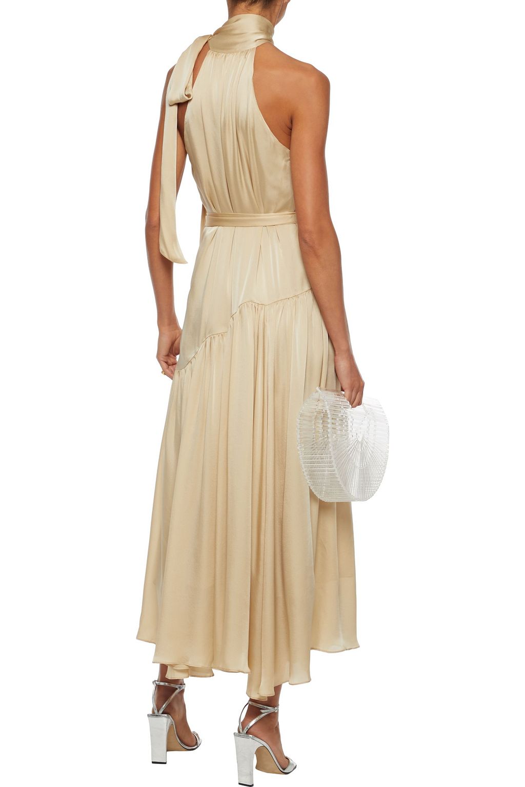 ZIMMERMANN Super Eight Swing belted tieneck washedsilk maxi dress