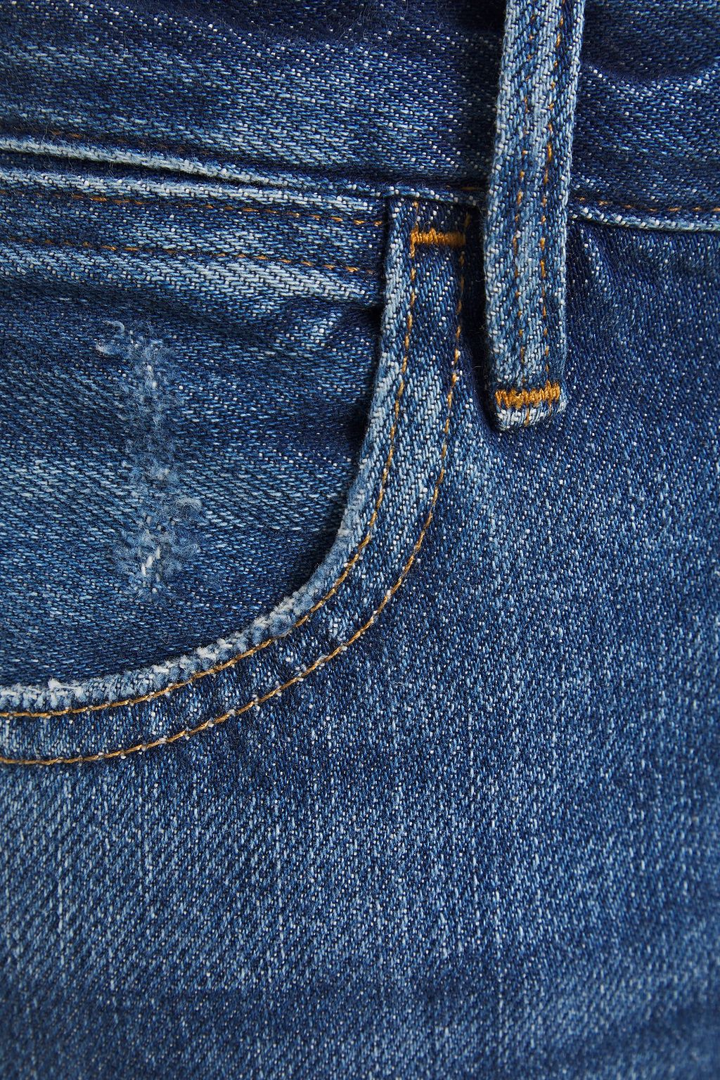 FRAME Le Hollywood Straight distressed high-rise straight-leg jeans