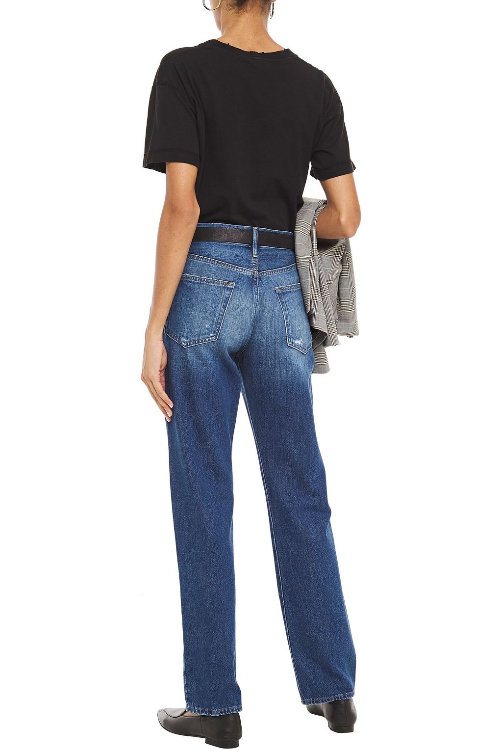 FRAME Le Hollywood Straight distressed high-rise straight-leg jeans
