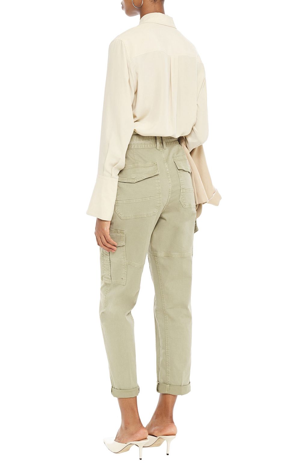 FRAME Safari belted cotton-blend twill straight-leg pants