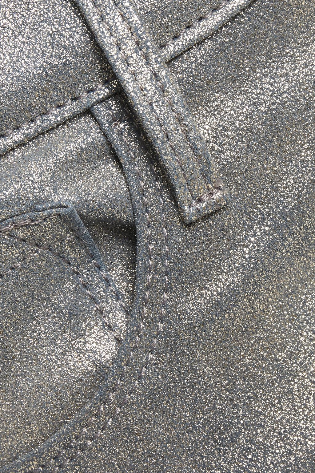 FRAME Metallic brushed-leather skinny pants