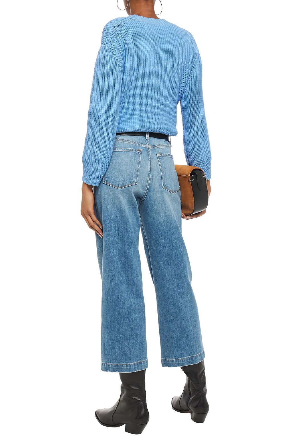 FRAME Ali Wide Crop faded high-rise wide-leg jeans