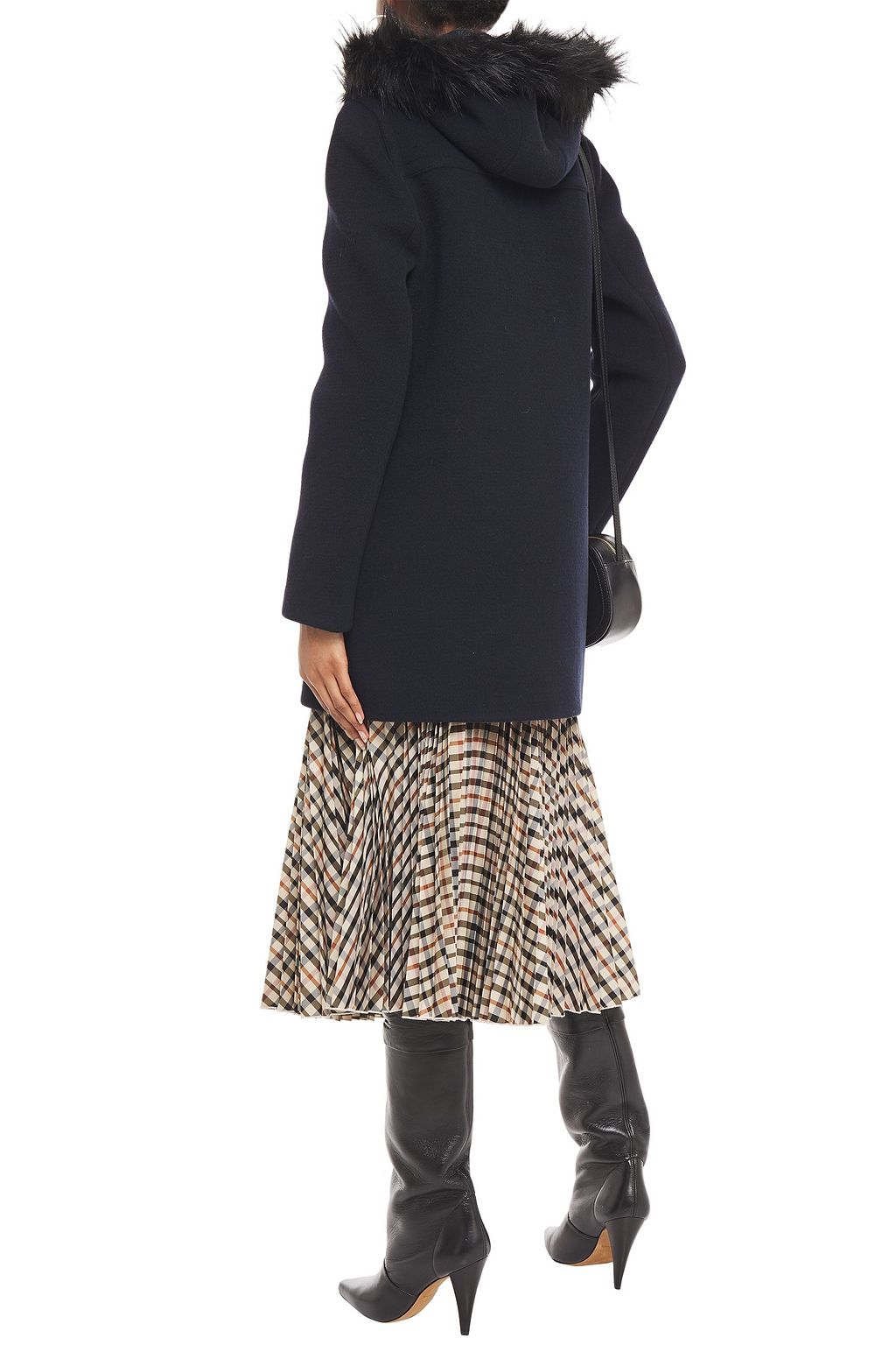 CLAUDIE PIERLOT Faux fur-trimmed wool-blend felt coat