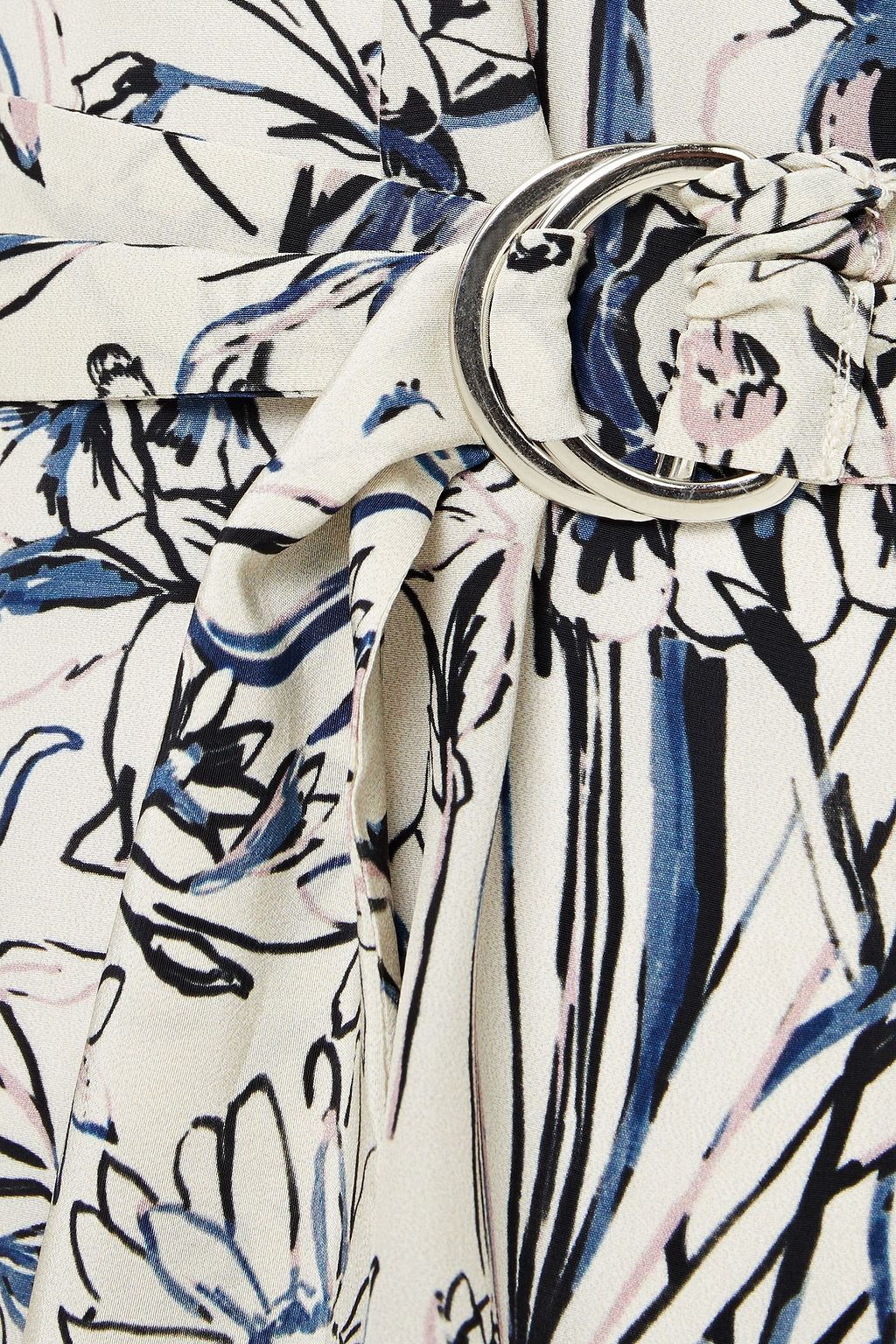 CLAUDIE PIERLOT Belted floral-print crepe de chine blouse