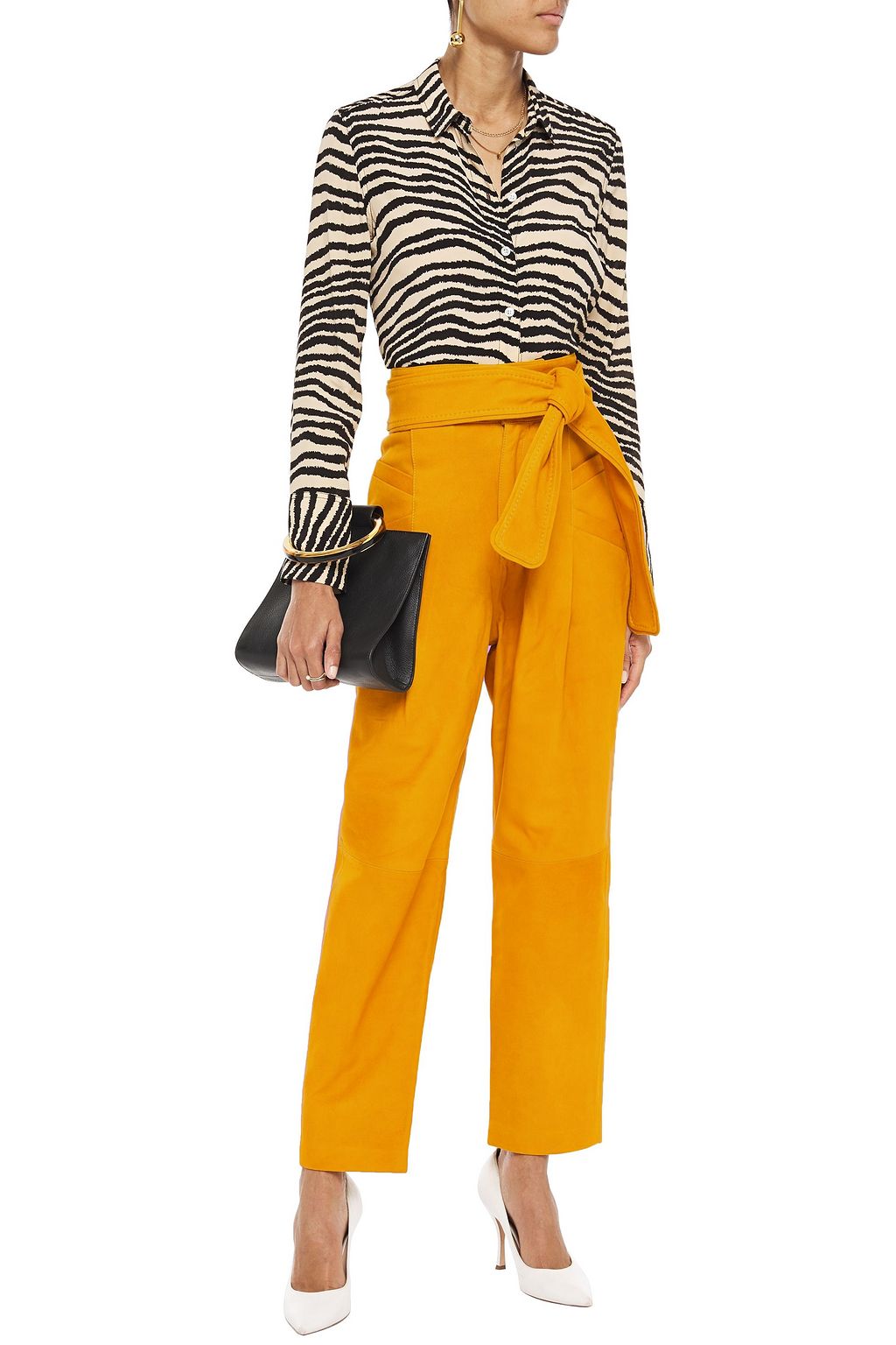 DUNDAS Belted suede tapered pants