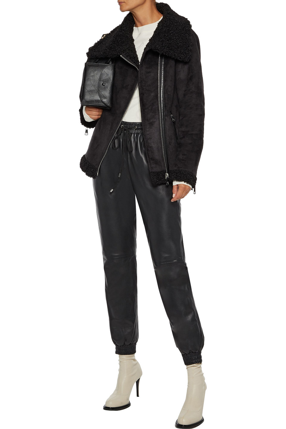 faux shearling biker jacket