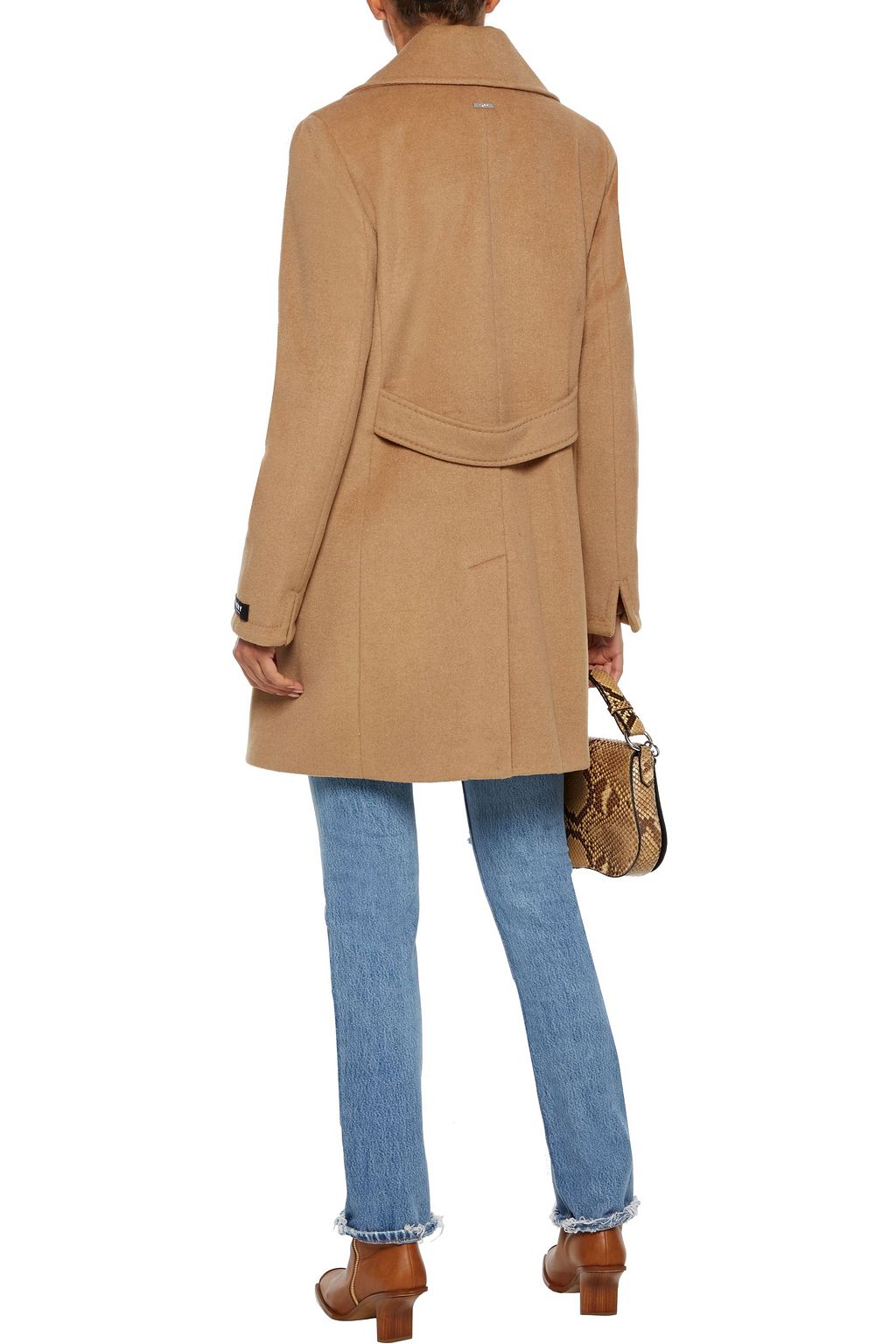 DKNY Double-breasted belted wool-blend felt coat