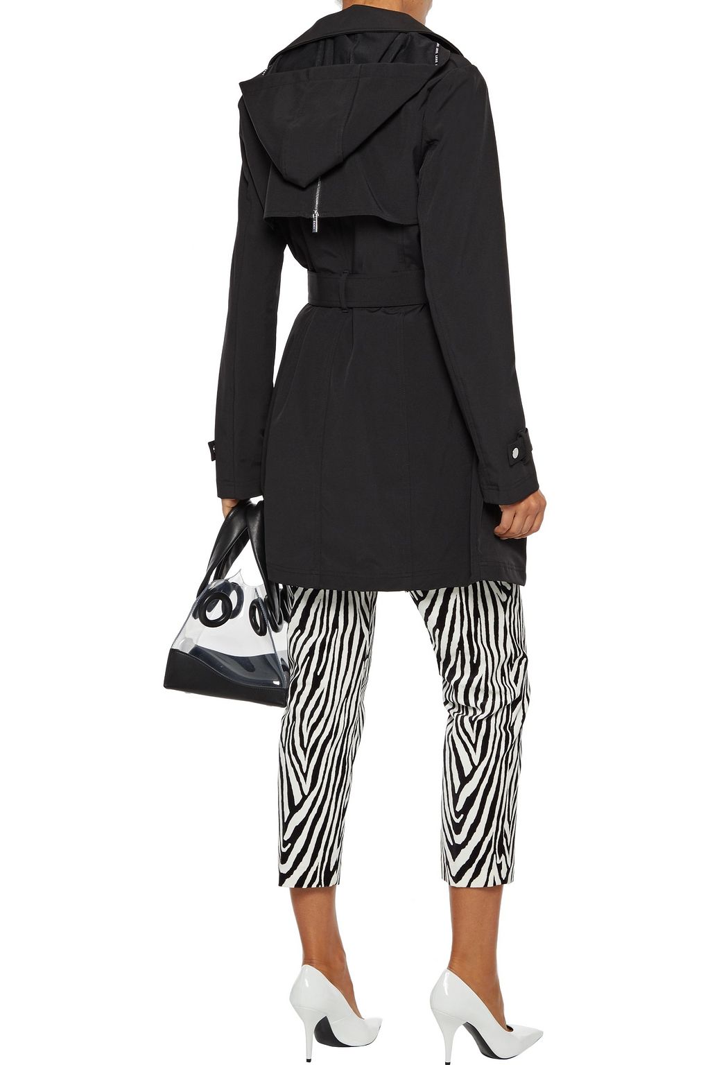 DKNY Zip-detailed shell hooded trench coat
