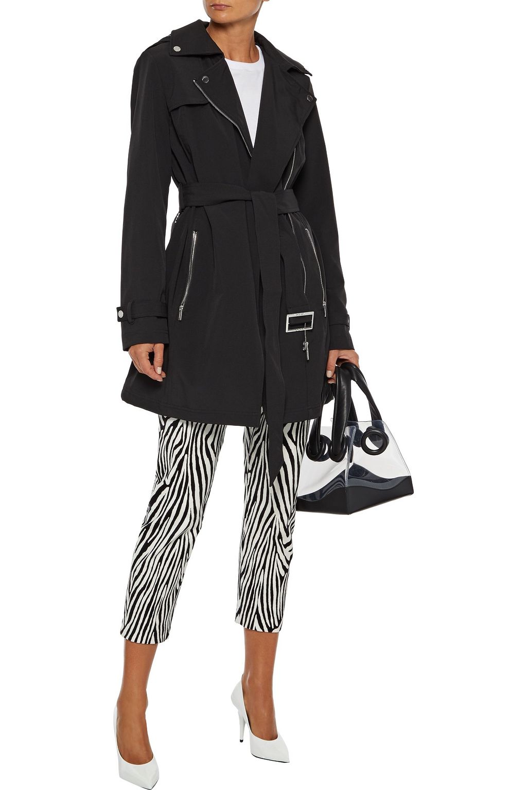 DKNY Zip-detailed shell hooded trench coat