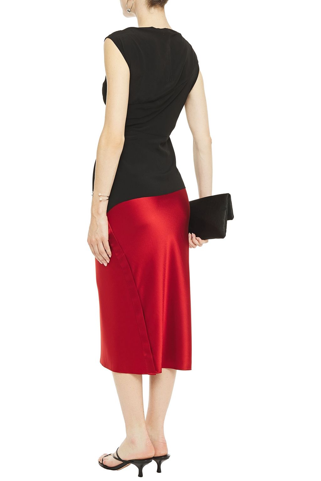 RICK OWENS Tie-front draped crepe de chine top