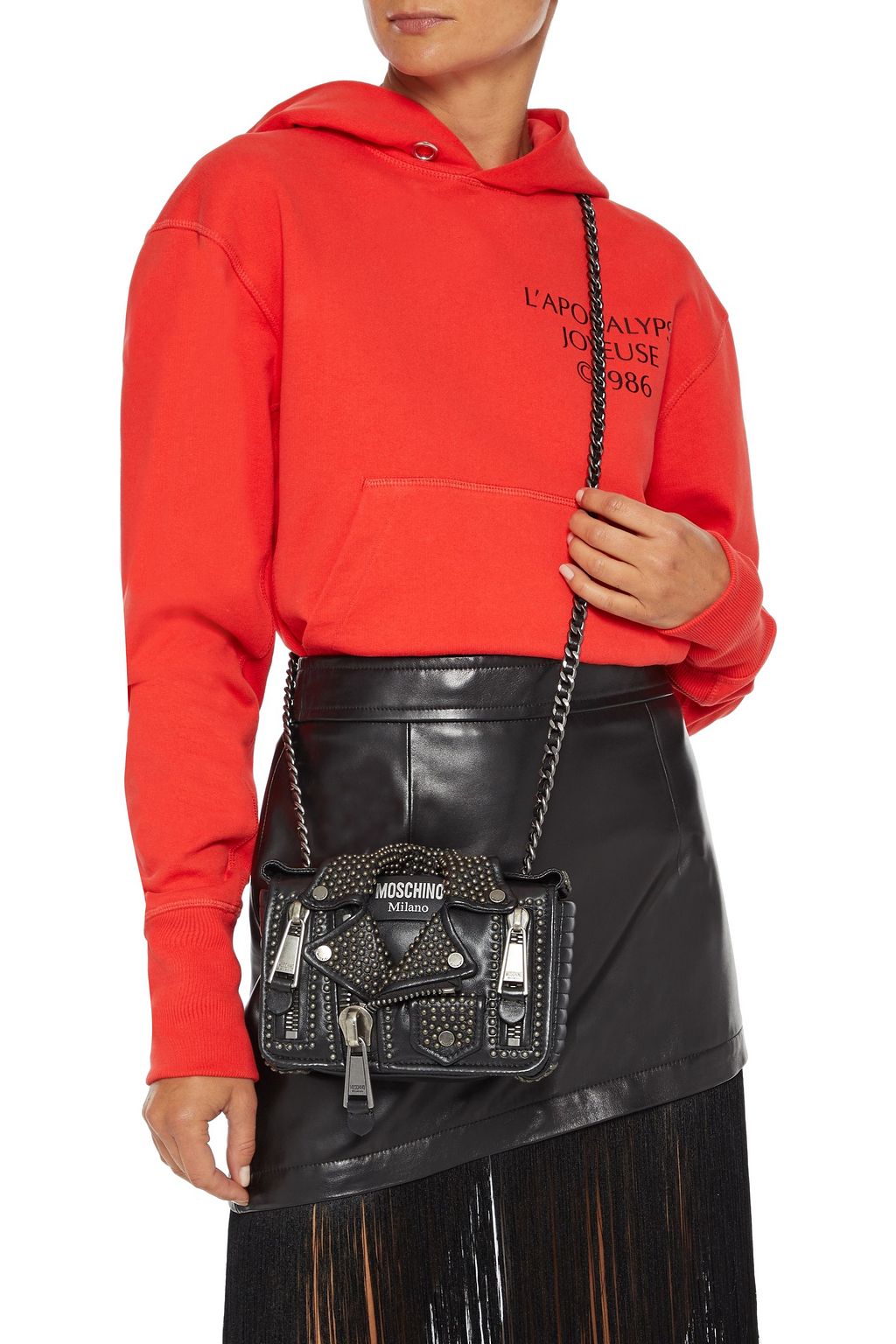 MOSCHINO Embellished leather shoulder bag