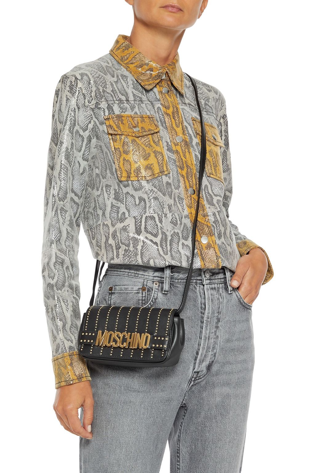 MOSCHINO Studded leather shoulder bag