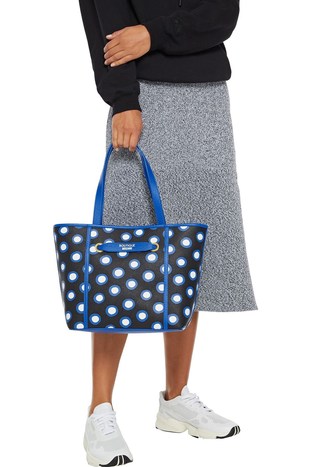 BOUTIQUE MOSCHINO Polka-dot textured-leather tote