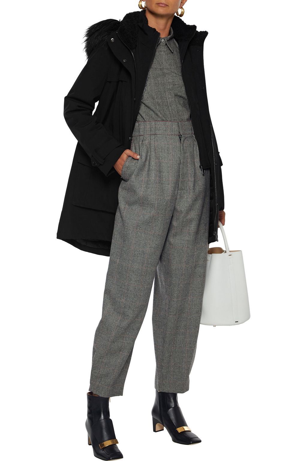 DKNY Faux fur-trimmed shell parka