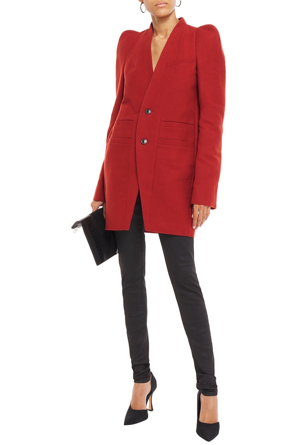 RICK OWENS Cotton and silk-blend felt coat
